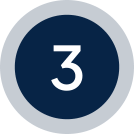 Here's an alt tag for the image: `Number three in a dark blue circle`