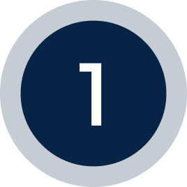 Here's an alt tag for the image: `Number one in dark blue circle`